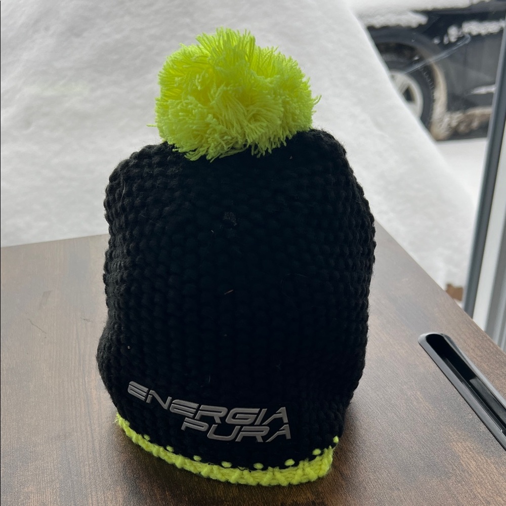 Black and Neon Green Kids Beanie
